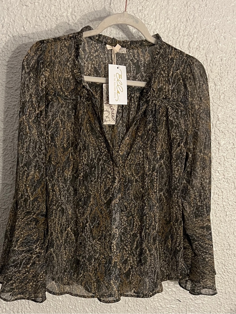 Mystree Grunge Fairy Boho Metallic Shimmer Blouse S